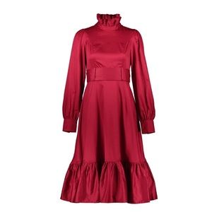 Victoria in Crimson - Red Midi Dress by Blackwood Castle - Gothic Witch Vampire